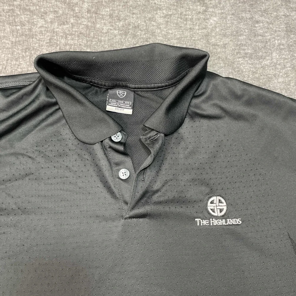 Vintage Nike Polo‎ Shirt Dri Fit Mens 2XL XXL Golf Black Grey Moisture-Wicking